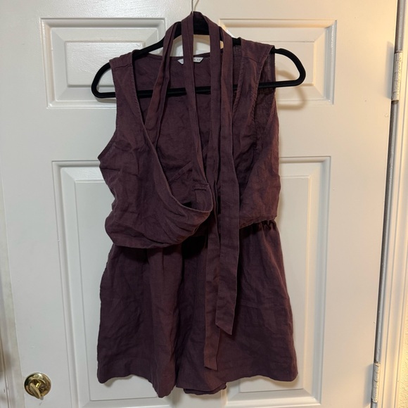 NWOT Linenfox Soja Linen Top & Kim Linen Shorts Set Eggplant Violet Size S-M - Picture 2 of 8